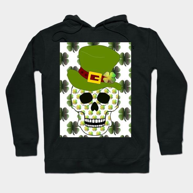 Four Leaf Clover Skull - Funny St Patricks Day Art Hoodie by SartorisArt1